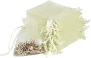 YQL Organza Bags 3x4,100PCS Ivory Organza Drawstring Bags Small Mesh Bags Organza Jewelry Pouches Wedding Party Valentine Gift Candy Bag