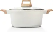 Nonstick Stock Pot with Lid, 5 Quart Granite Casserole Large Soup Pot Pasta Cook