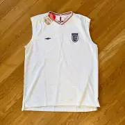 England Team Training Jersey Football Sleeveless Shirt White Umbro Men's Size XL