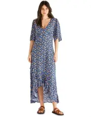 [Sass] Dixie Midi Frill Dress in Navy
