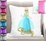 Queen Elsa Cushion Cover - Personalised - Sequin Mermaid Pillow 7 Colours