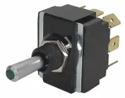 LT-2561-603-012 Carling On-Off-On Green Lit Tip Double Pole Toggle Switch