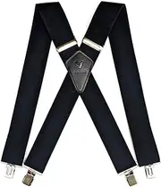 [SUITUA] Suspenders for Men, Mens Suspenders X Back 2 Inches Wide, Adjustable Men’s Suspenders with Heavy Duty Clips