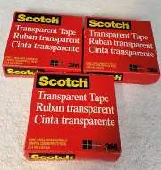 ( 3M SCOTCH ) 1" X 72 YARDS TRANSPARENT TAPE 3 ROLLS- NEW