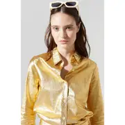 LANHTROPY San Marino Metallic Linen Top in Gold at Nordstrom, Size Medium