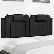 Headboard Cushion Black 137 cm Double Faux Leather, Upholstered Headboards for Bed Frame, Queen Size, Wall Mounted, Tufted Cabecera, Head Cushion 188 cm
