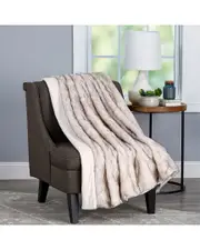 Lavish Home Boxed Wolf Fur Throw Blanket