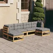 Patio Furniture Sets 6 Piece Garden Lounge Set with Cushions Solid Pinewood