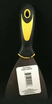 Paint Scraper - 4" Wide Blade - Black & Yellow Handle w/ Metal Scraper