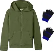 [Bienzoe] Boys Zip Up Hoodies: Kids Fleece School Uniform Youth Light Plain Warm Soft Sweatshirt