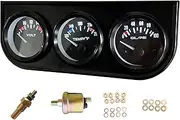 52mm 3 in1 Car Meter Auto Gauge Kit(8-16V Volt Meter +100-250℉ Water Temperature Gauge+ 0-100 psi Oil Pressure Meter) Triple Auto Dashboard Gauge Set with Black Console for 12V Cars