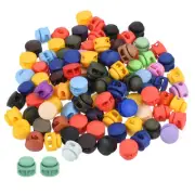 17mm Cord Locks Set, 100 Pack Round Double Hole Multicolor Spring Toggle Stopper