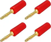 uxcell 4 Pcs 2mm Banana Plugs, 10A 6mm OD 26.5mm Length Speaker Wire Cable Plugs Connectors, Banana Jack Connector for Speaker Wire Audio Cable, Red