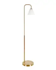 Abraham + Ivy Henderson Brass Finish Arc Floor Lamp With White Milk Glass Shade