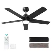 52 Inch Black Ceiling Fan with Light and Remote Control,Dimmable 3 Color Temp...
