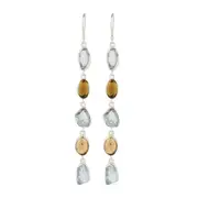 Crescent Earrings in Silver with Aquamarine & Tourmaline Stones - Shiny Finish Jewellery in Australia