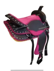 Pink Seat Western Cordura Synthetic Barrel Horse Saddle Set Sizes 10" - 18"