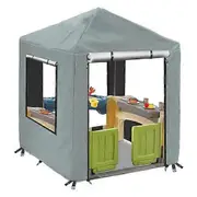Outdoor Kids Playhouse Cover with Zippers Window Waterproof UV-Resistant Simple Installation grey