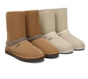 AUSTRALIAN SHEPHERD® UGG Boots Sheepskin Wool Knitted Isleen - Sand / AU Ladies 5 / AU Men 3 / EU 36