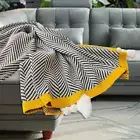 Knitted Throw Blanket Modern Warm Striped Blanket Farmhouse Throw Blanket for