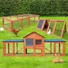Alopet Rabbit Hutch Chicken Coop Large Hutches House Pet Run Cage Wooden Outdoor