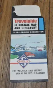 Vintage Skelly Travelaide Interstate Advertising Map & Directory Gas Oil Holder