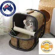 Foldable Leopard House Cat Kitten Sleeping Nest Bed Scratch Jumping Play Post