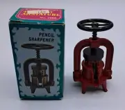 Vintage Die-Cast Metal Minature Replica Fruit Apple Cider Press Pencil Sharpener