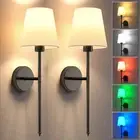Wall Lights Battery Operated Wall Sconces Set of 2,Black Wireless Wall Sconce...