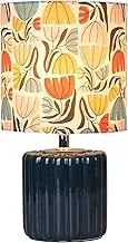 Lexi Lighting Cyra Ceramic Table Lamp in Textured Base, Multi-Coloured Floral TC Drum Shade, E27, H32.5 Creative Decorative Light for Bedside Table, Desk, or Living Room Side Table - Cream