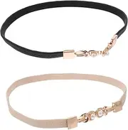 [COLLBATH] 2Pcs Women Waist Belts Imitation Waistband Comfortable Elastic Fashion Accessory for Dress and Shirt Versatile and Colors for Enhancing Outfits