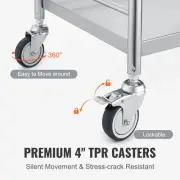 Stainless Steel Medical Cart with Drawer, 2-Tier, 100 kg Capacity, Silent Wheels