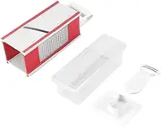 4-Sided Stainless Steel Multifunctional Grater Box Vegetables Fruits Grinder Slicing Tool Kitchen Accessories [red]