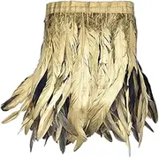 YUMAO 2Meters/Lot Spray Gold Rooster Tail Coque Feather Trim Ribbon Pheasant Feathers for Crafts Clothes Carnival Decoration Plumas 0216 (Color : Gold, Size : 20-25CM 8-10inch)