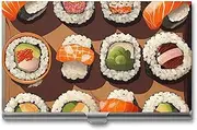 LQPMNK Metal Card Case, Many Sushi Food Print Professional Card Case Premium Card Case Lightweight Card Holder Pocket Card Case