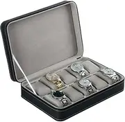 Homeater 10 Slot Watch Box Portable Travel Zipper Case Collector Storage Jewelry Storage Box(Black)