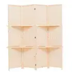 THY COLLECTIBLES Freestanding Wood Frame Woven Bamboo 4 Panels Hinged Privacy...