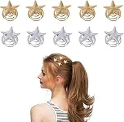 [TUKEVA] Pack of 10 Star Hair Spirals Spiral Hair Pins Swirl Hair Pins Spiral Clip Hair Accessories Hair Spirals Wedding Spiral Hair Accessories for Women, Girls, Wedding, Bridal Shower etc (Gold +