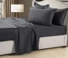 Super King bed 1000TC 50cm Hotel weight Luxury Sateen Sheet Set in Charcoal b...