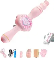 Childhood Infinite Smoke Bubble Machine Elastic Magic Wand Gift Box Set,Colorful Smoke Bubble Machine with Music and Lights,Magical Smoke Bubble Blowing Machine for Kids (Pink)