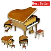 Elegant Brown Wooden Grand Piano Music Box with Once Upon a December Tune