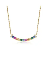 Genevive 18K Over Silver CZ Bar Necklace
