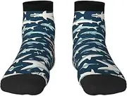 [VPPUR] Sharks Nautical Print Casual Socks Adult Socks Unisex Crew Socks For Women And Men For Workouts Sports