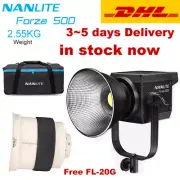 NANLITE Forza 500W 5600K Daylight-Balanced LED Video Light & FL-20G Fresnel Lens