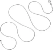 [Milacolato] 925 Sterling Silver Chain Necklace for Women Men 1MM 1.5MM Solid Round Snake Chain Necklace Rhodium Plated Durable Italian Silver Necklace Chain Jewelry - Lobster Clasp - 16'-24'