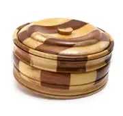Handmade Wood Chapati Box Roti Dabba with Lid | Wooden Hot Pot Roti Container