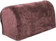 Soft Plush Velvet Armrest Chair Covers Set with Anti-Slip Design, Stretch Furniture Protectors - 6 Piece(Brown,4pcs)