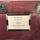 Traditional at Home 6pc King Sheet Set Plum Red Stripes Embossed Print