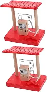 Pcs Wooden Train Accessories Gas Station Model Kit for Boys and Girls Pretend Play DIY Railway Set Sturdy Safe