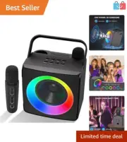 Portable Bluetooth Karaoke Machine with Dual Wireless Microphones for All Ages